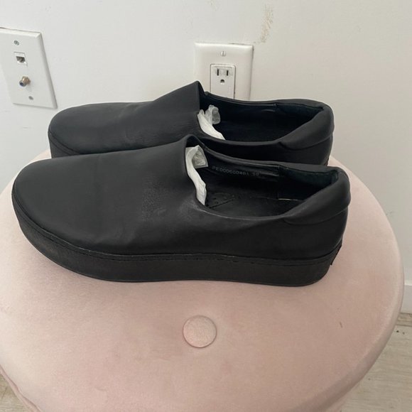 Opening Ceremony Black Leather Cici Slip On Platform Shoes Size 39 - Picture 5 of 9